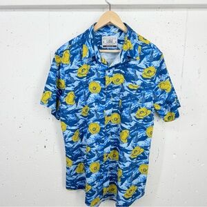 Savage Tacticians Men’s size Large Blue Yellow Pineapplegrenade Hawaiian Shirt